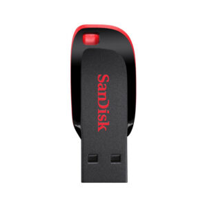 Close-up of a black USB flash drive with a red edge and Kingston branding on the body.